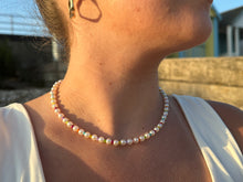 Load image into Gallery viewer, Pearl necklace with colourful beads
